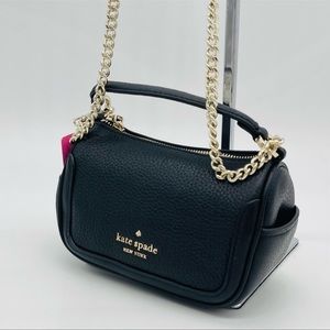 Kate Spade Pebbled Leather Micro Crossbody Bag Black Leather